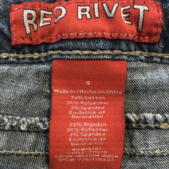 Red Rivet Jeans Size 5 Junior - Picture 4 of 7